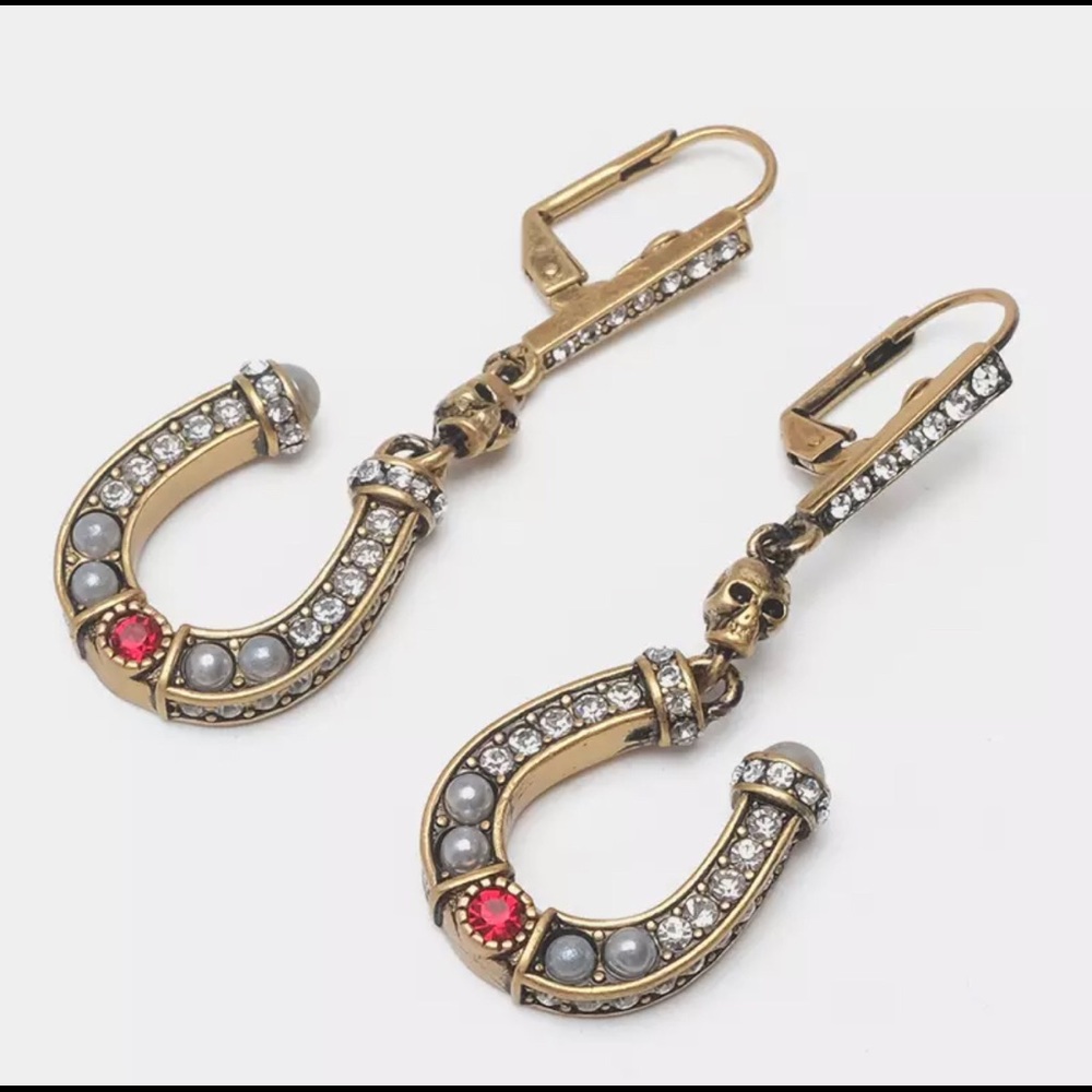 English designer,  skeleton, horseshoe  Earrings